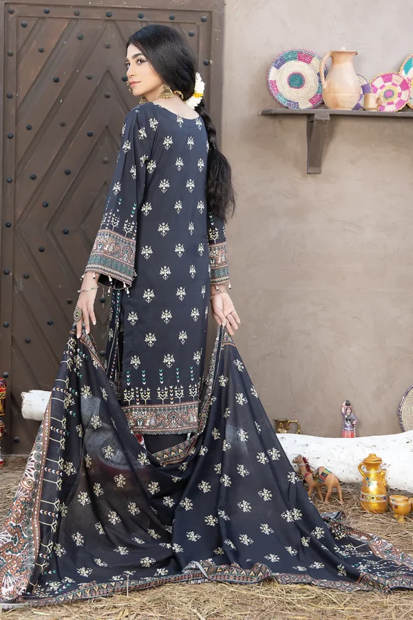 Blue dress- Digital Printed Khaddar - Image 3